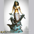 Garden Metal Fountains Statue Sculpture With Mermaid